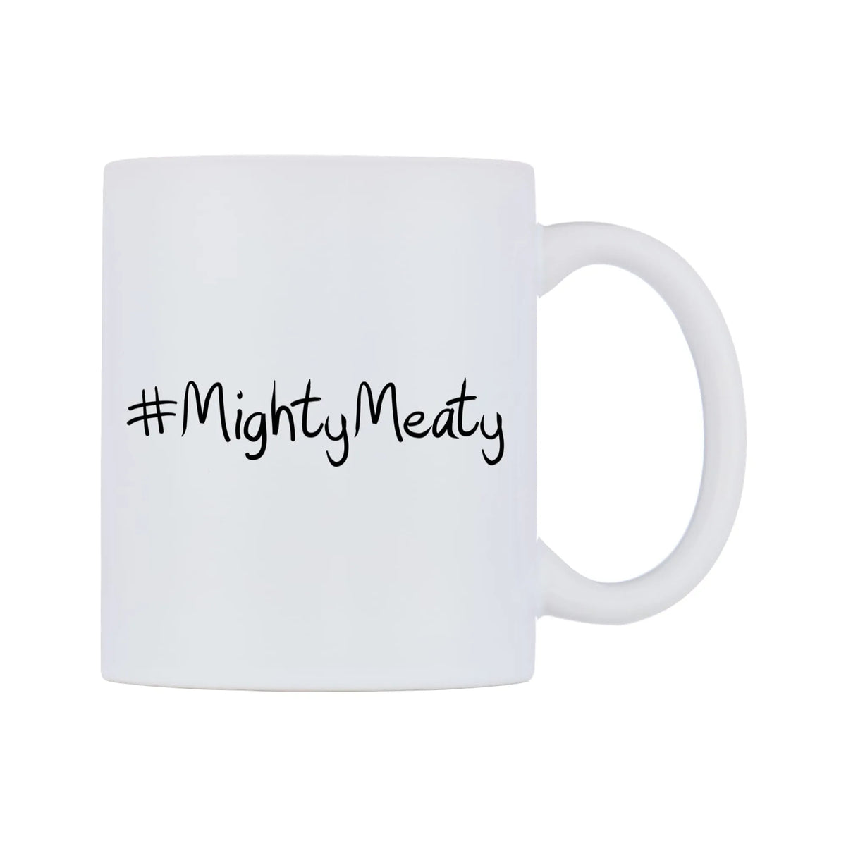 MightyMeaty Mug — mug, left side, on a white background