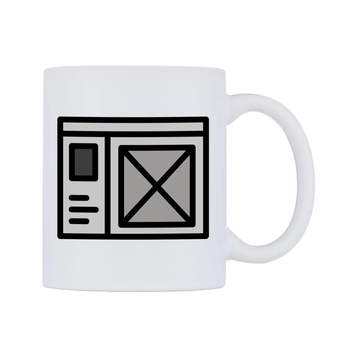 Wireframes Emoji Mug — mug, left side, on a white background