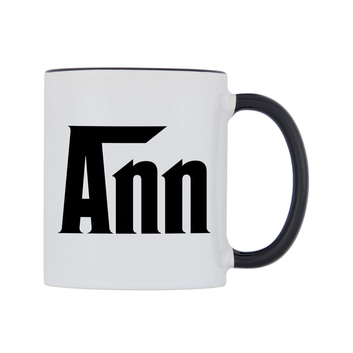 Ann - Godfather Themed Mug — white 11oz gloss mug with a black inside and handle, left side, on a white background