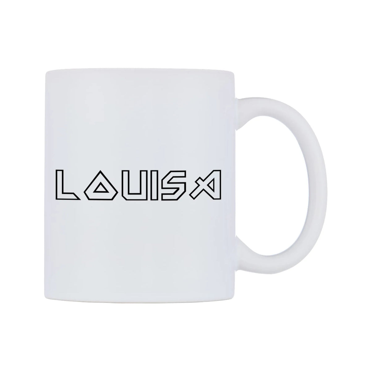 Louisa - Iron Maiden Themed Mug — white 11oz gloss mug, left side, on a white background