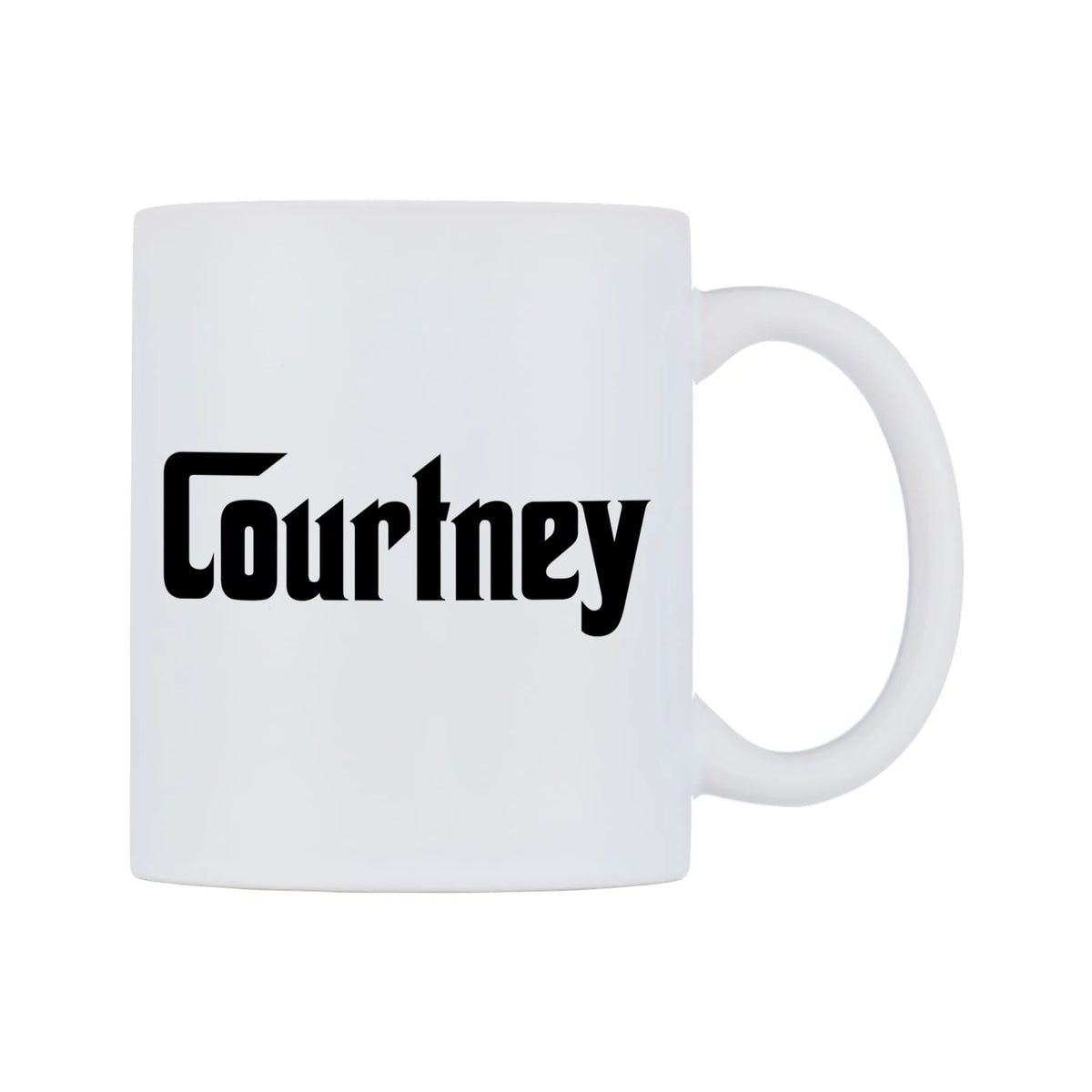 Courtney - Godfather Themed Mug — mug, left side, on a white background