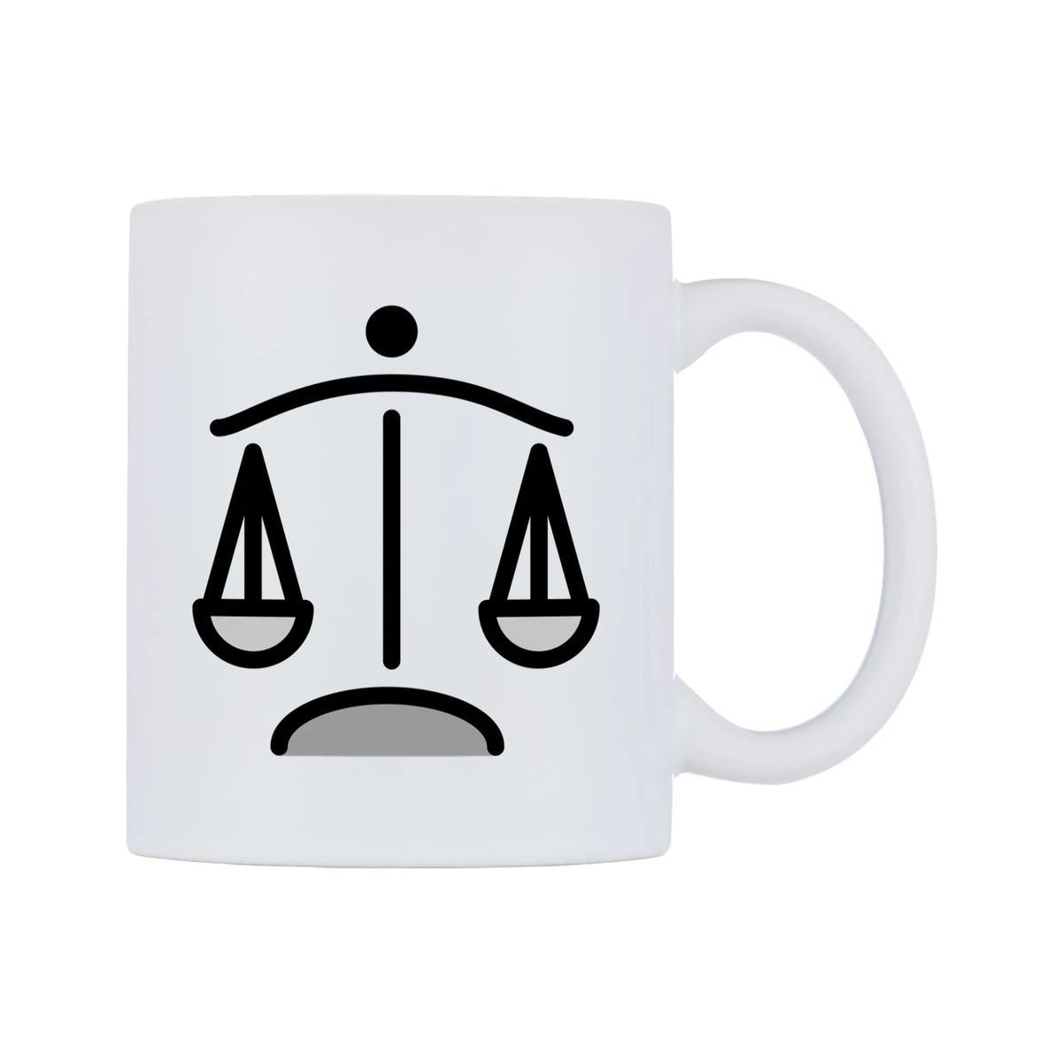 Balance Scale Emoji Mug — mug, left side, on a white background