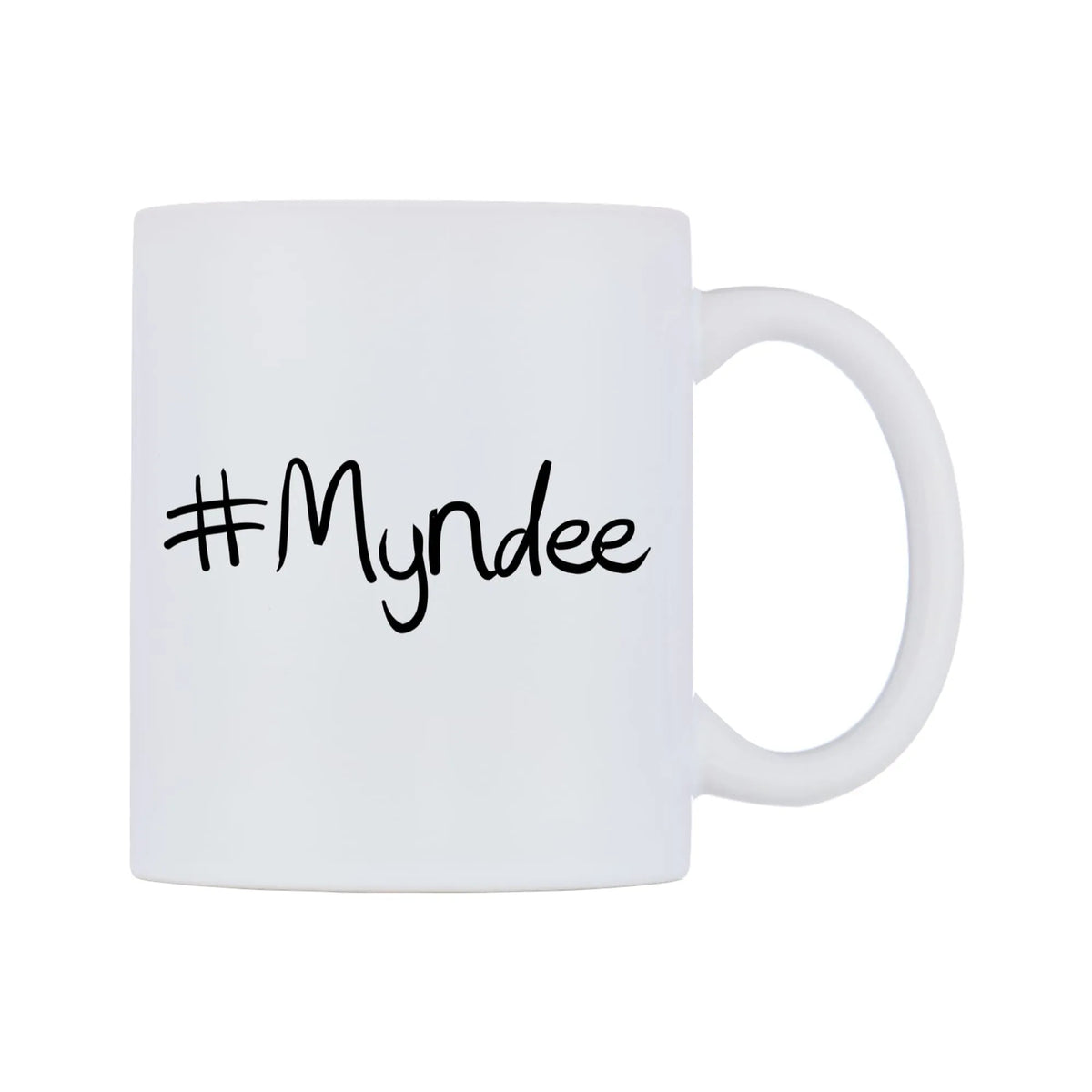 Myndee Mug — mug, left side, on a white background