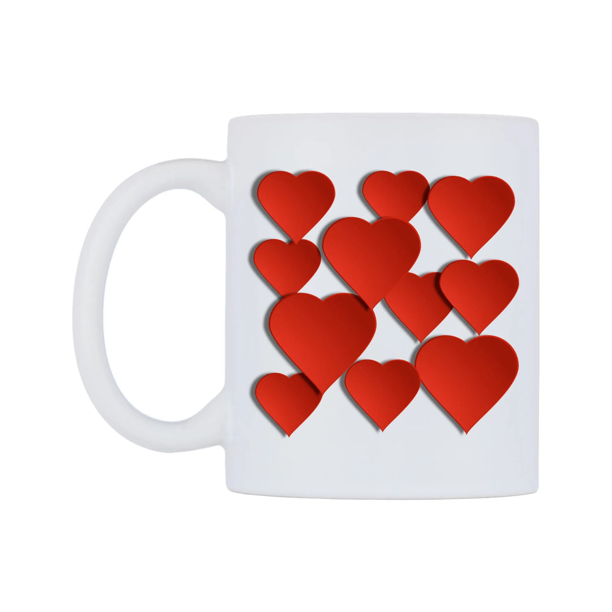 Fluttering Hearts Mug — mug, right side, on a white background