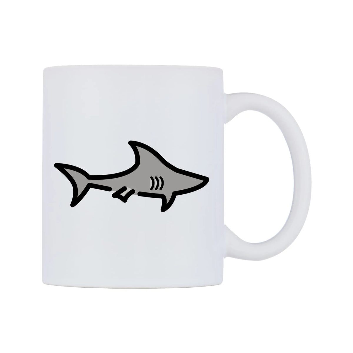 Shark Emoji Mug — mug, left side, on a white background