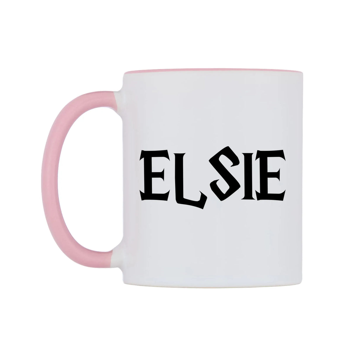 Elsie - Wizard Themed Mug — white 11oz gloss mug with a pink inside and handle, right side, on a white background