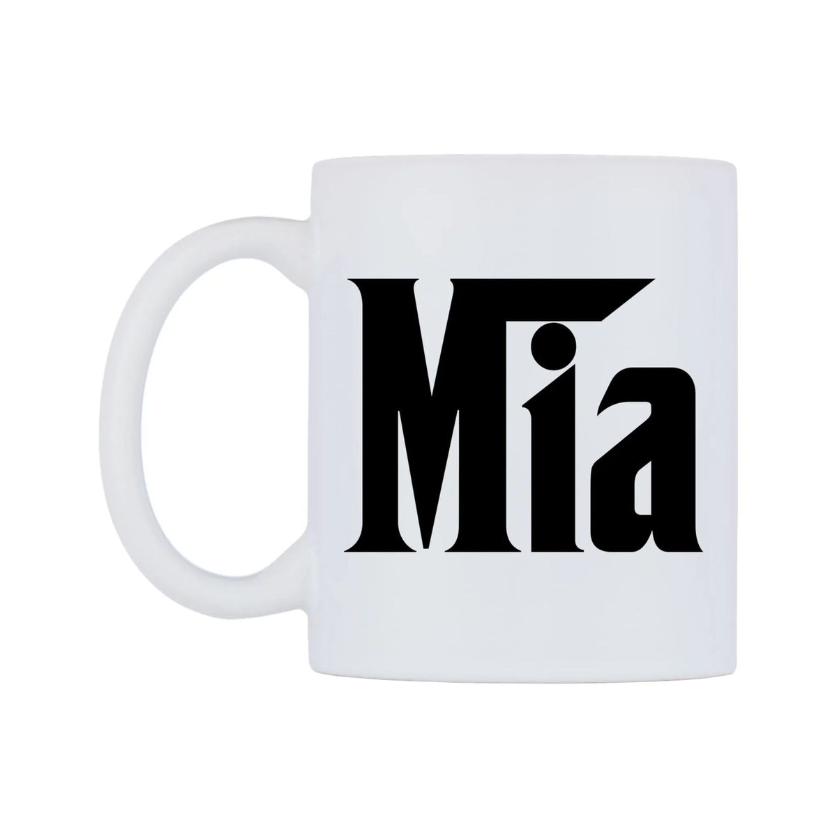 Mia - Godfather Themed Mug — white 11oz gloss mug, right side, on a white background