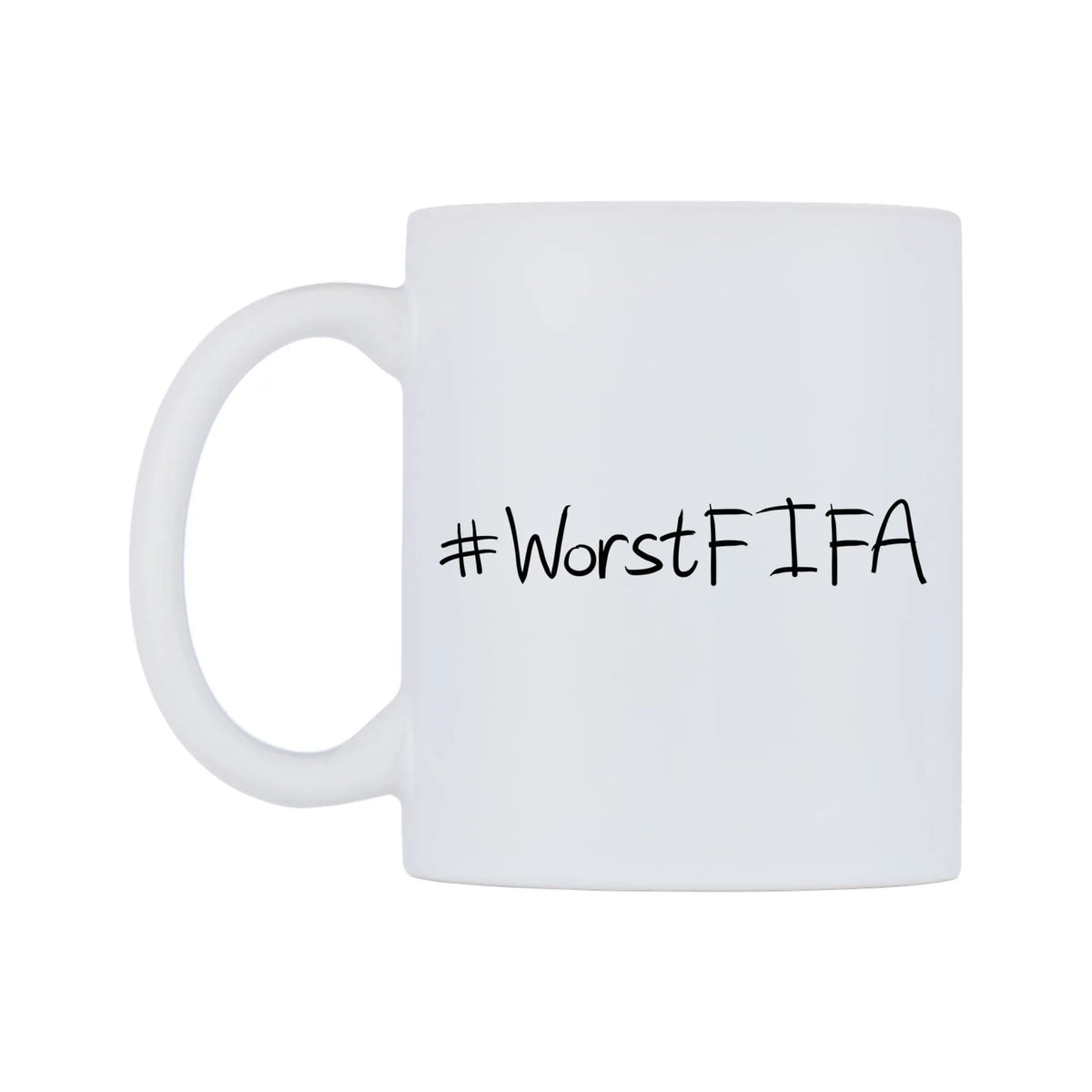 WorstFIFA Mug — mug, right side, on a white background