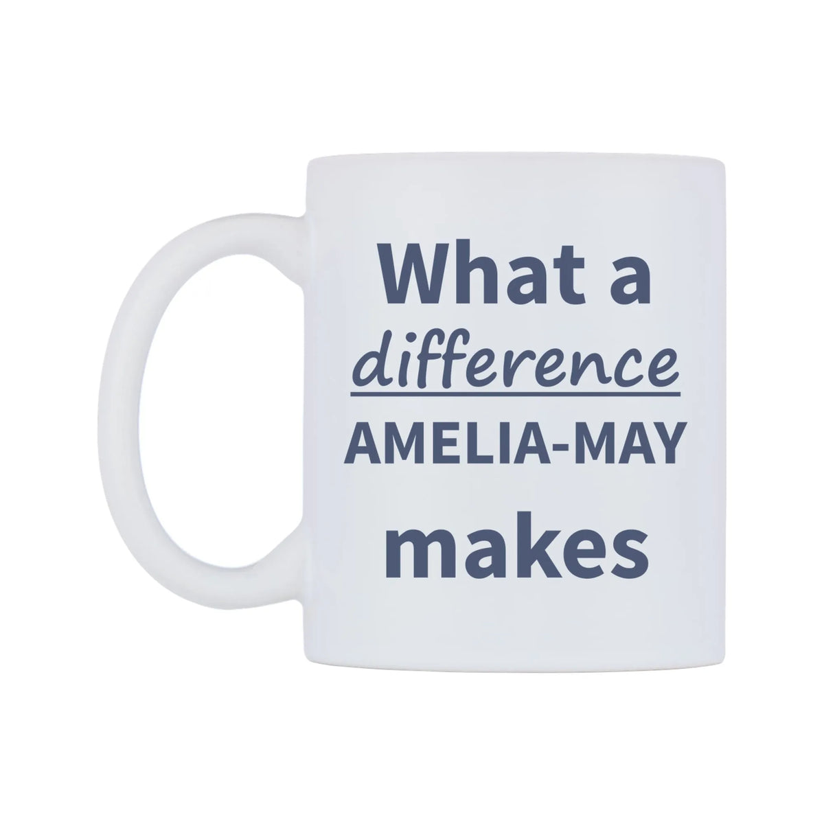 What a difference AMELIA-MAY makes Mug — mug, right side, on a white background