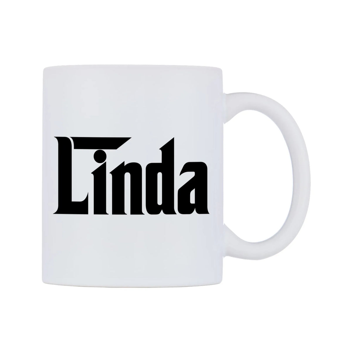 Linda - Godfather Themed Mug — white 11oz gloss mug, left side, on a white background