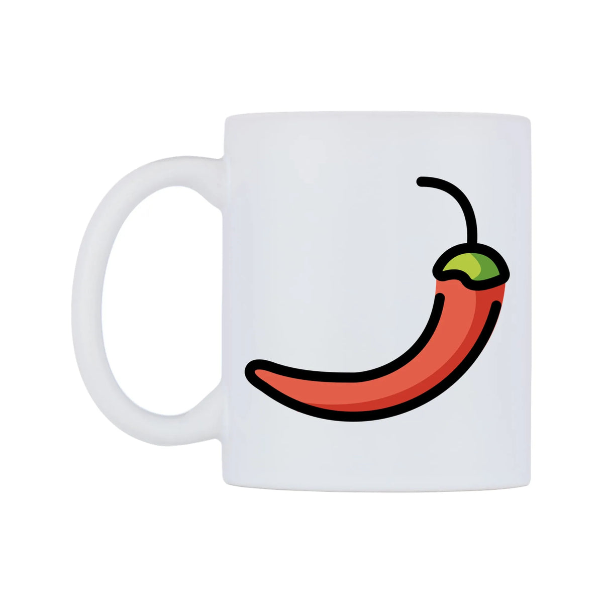 Hot Pepper Emoji Mug — mug, right side, on a white background