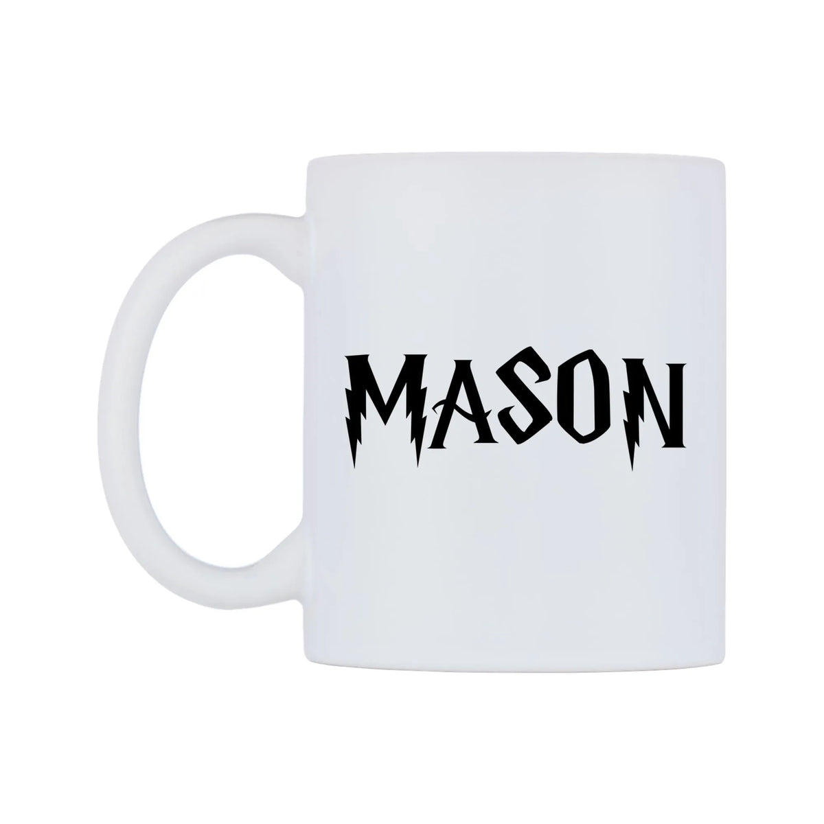 Mason - Wizard Themed Mug — white 11oz gloss mug, right side, on a white background