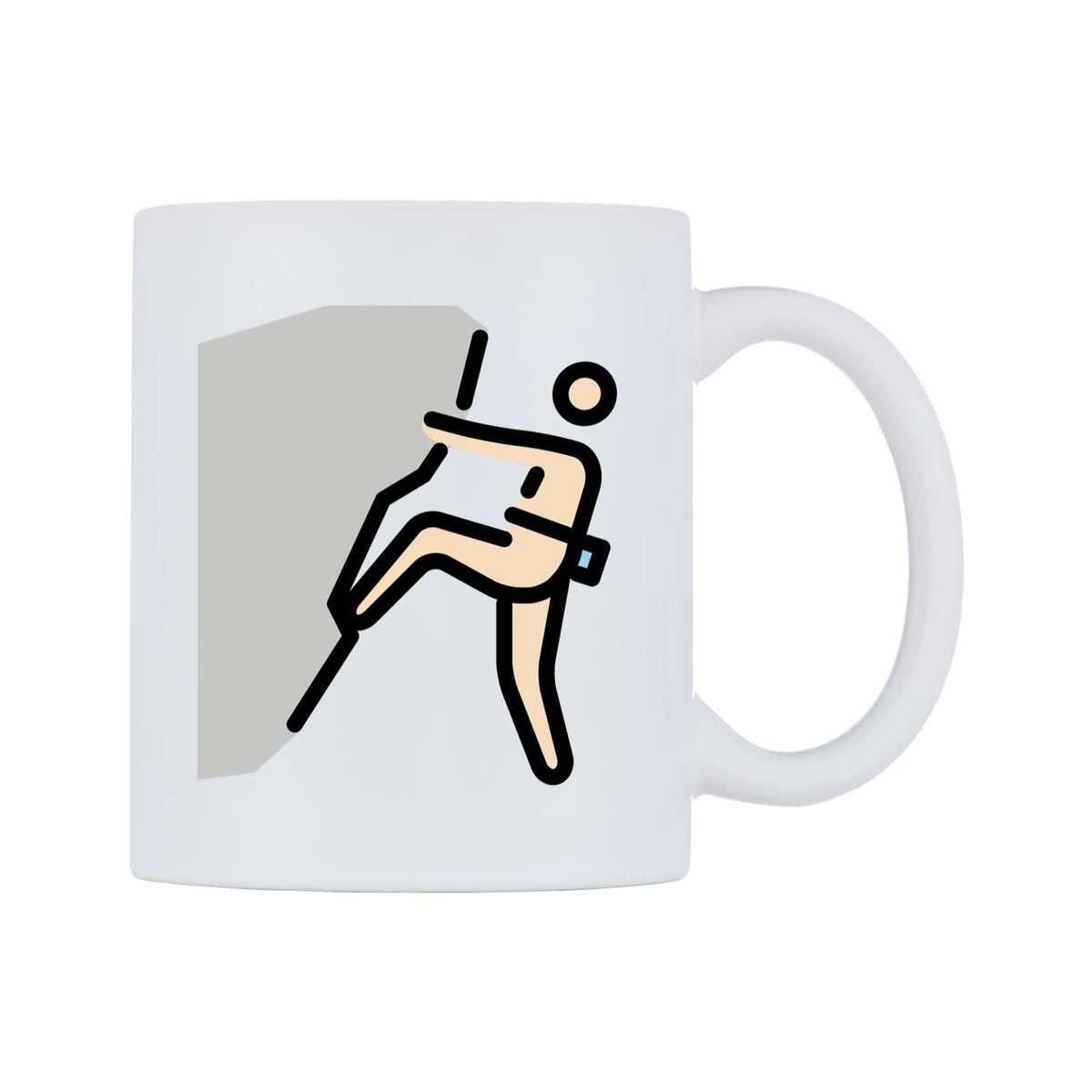 Person Climbing: Light Skin Tone Emoji Mug — mug, left side, on a white background