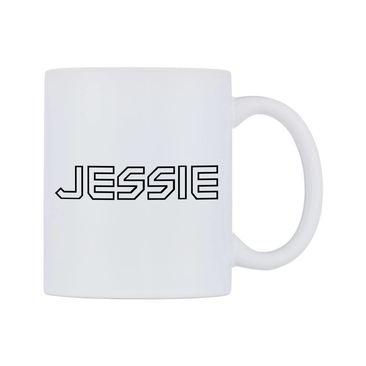 Jessie - Iron Maiden Themed Mug — white 11oz gloss mug, left side, on a white background
