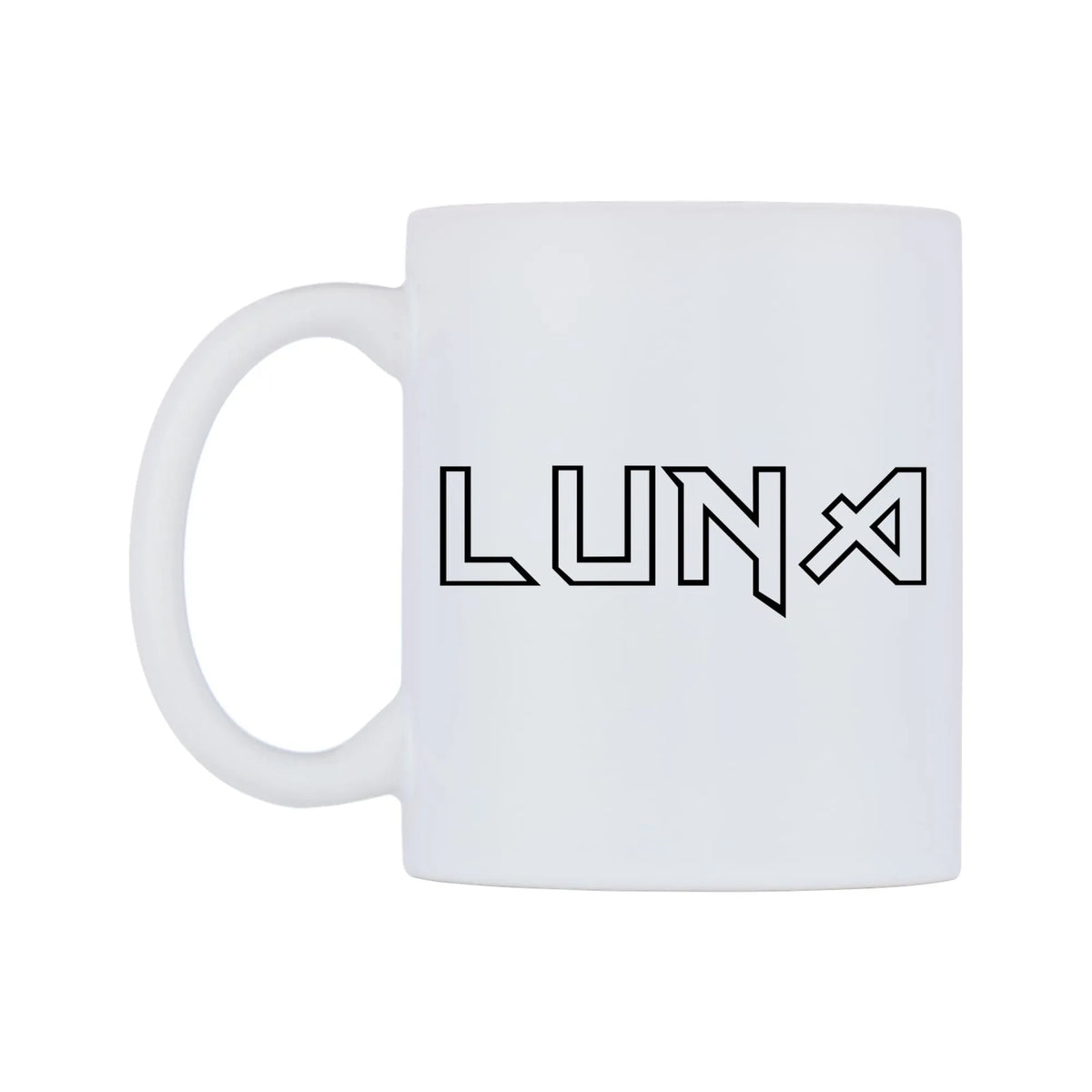 Luna - Iron Maiden Themed Mug — white 11oz gloss mug, right side, on a white background