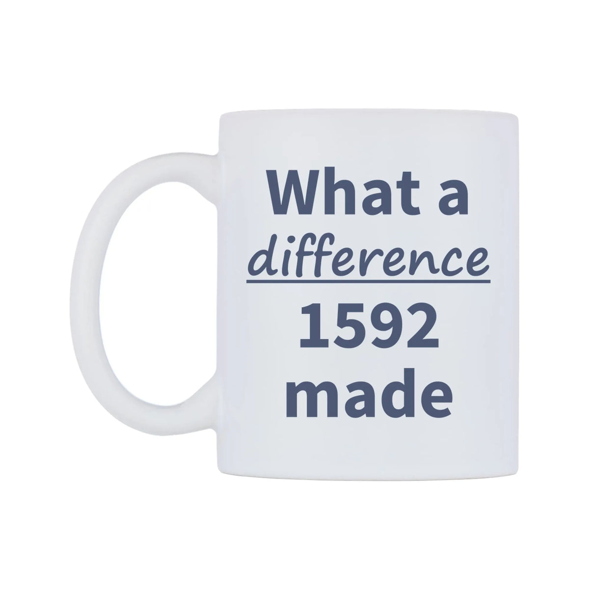 What a difference 1592 made Mug — mug, right side, on a white background