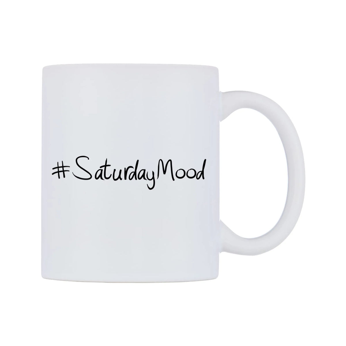 SaturdayMood Mug — mug, left side, on a white background