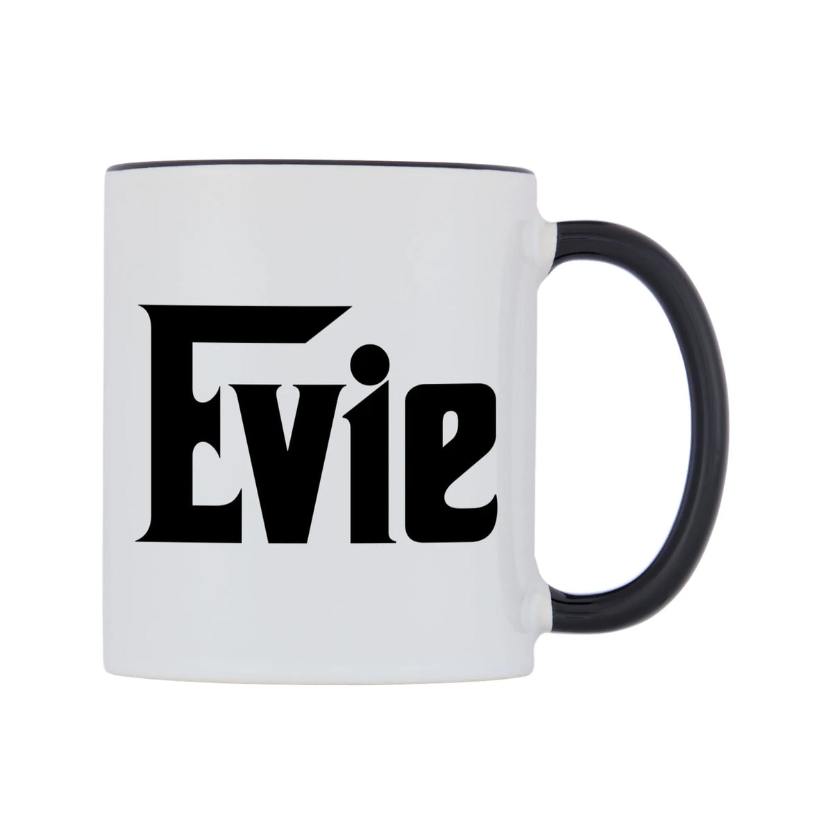 Evie - Godfather Themed Mug — white 11oz gloss mug with a black inside and handle, left side, on a white background