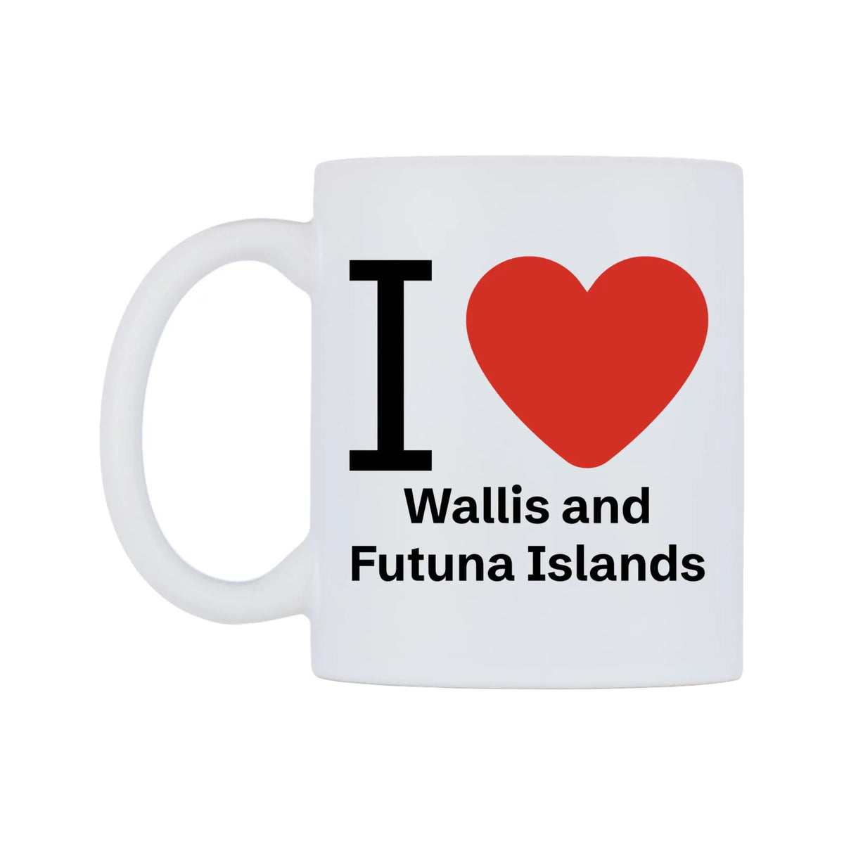 I Love Wallis and Futuna Islands Mug — mug, right side, on a white background