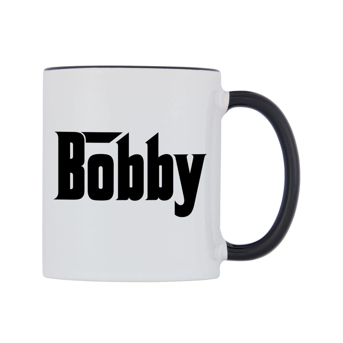 Bobby - Godfather Themed Mug — white 11oz gloss mug with a black inside and handle, left side, on a white background