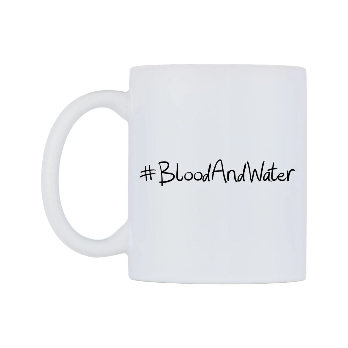 BloodAndWater Mug — mug, right side, on a white background