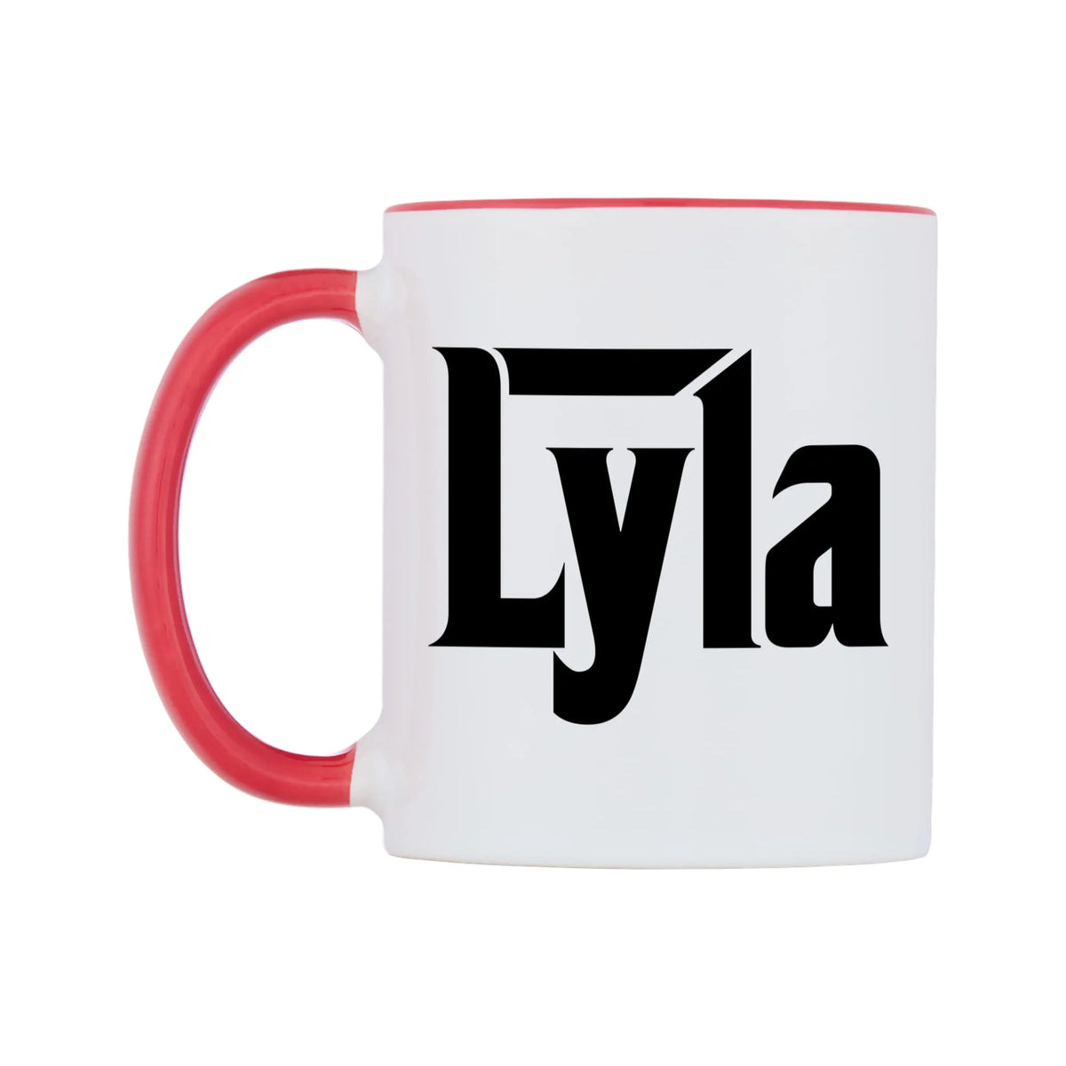 Lyla - Godfather Themed Mug — white 11oz gloss mug with a red inside and handle, right side, on a white background