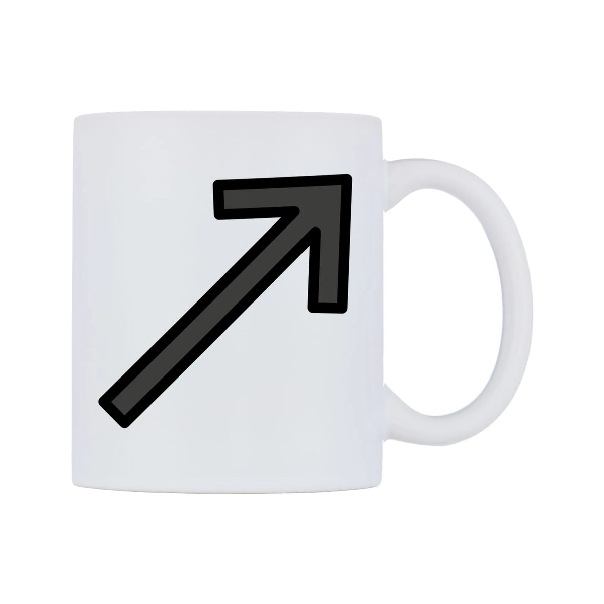 Up-Right Arrow Emoji Mug — mug, left side, on a white background