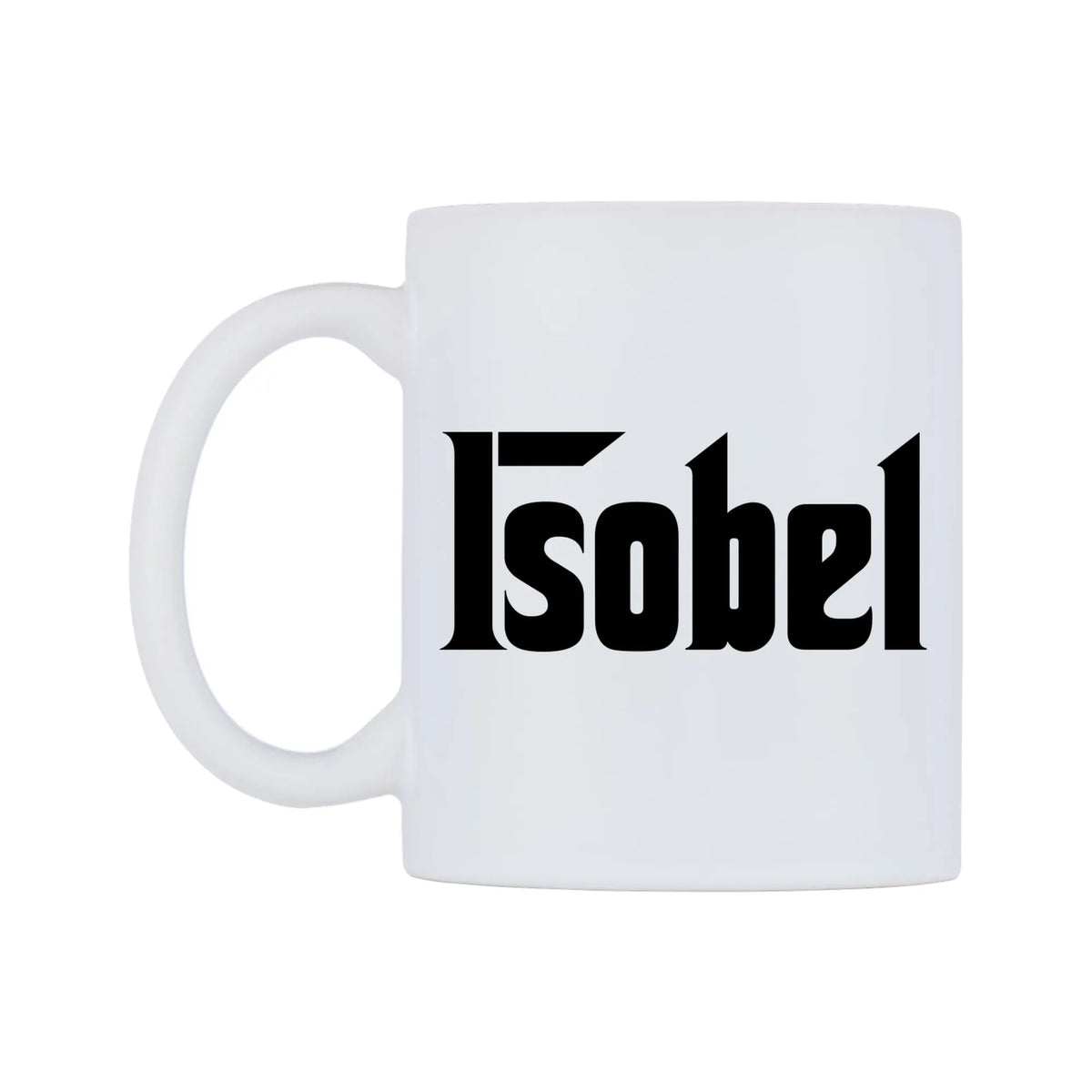 Isobel - Godfather Themed Mug — mug, right side, on a white background