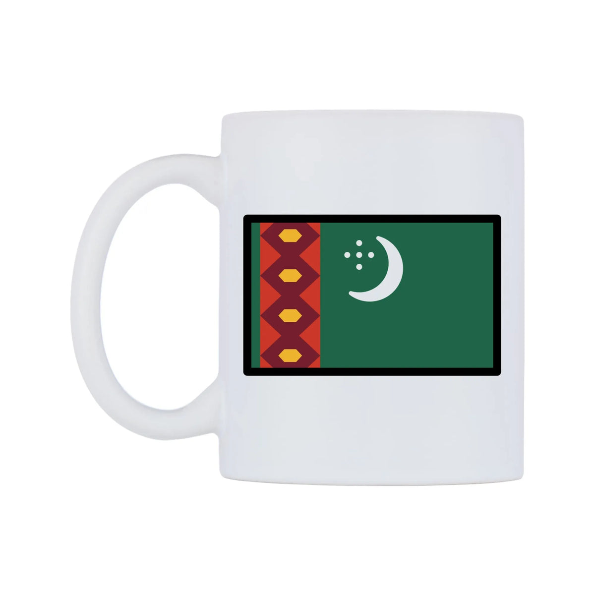 Turkmenistan Flag Emoji Mug — mug, right side, on a white background