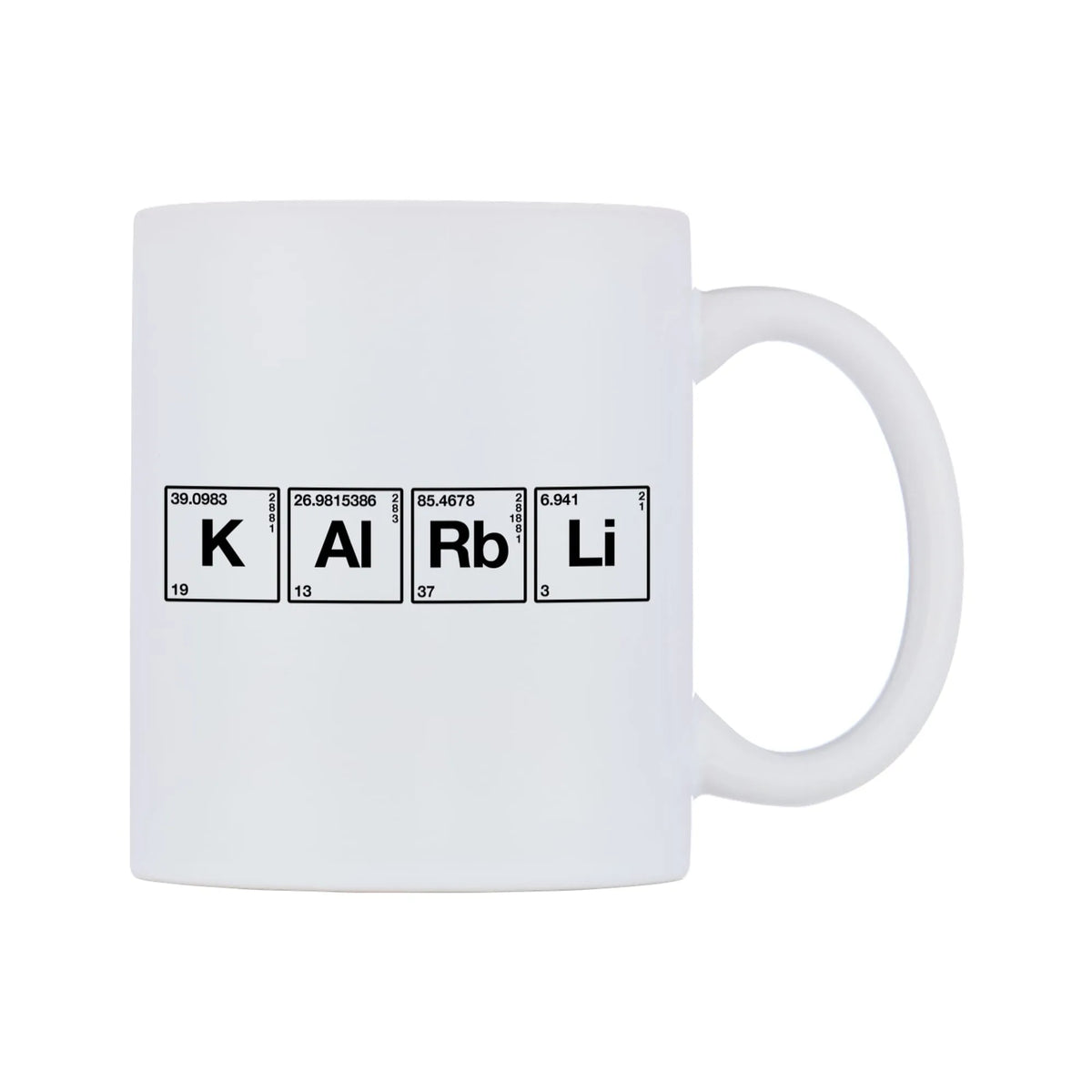 Karl - Chemistry Themed Mug — mug, left side, on a white background