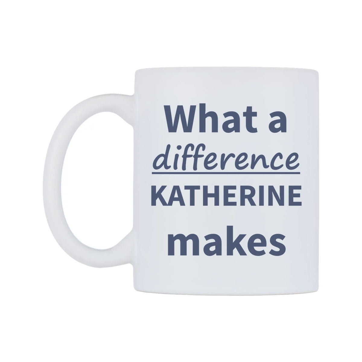 What a difference KATHERINE makes Mug — mug, right side, on a white background