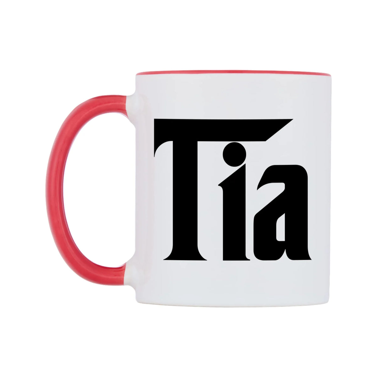 Tia - Godfather Themed Mug — white 11oz gloss mug with a red inside and handle, right side, on a white background