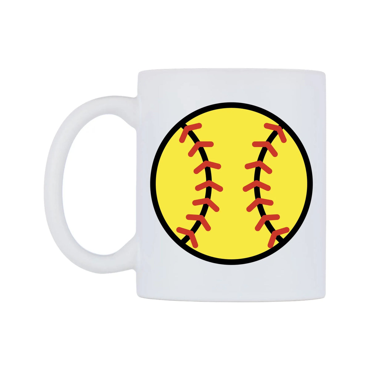 Softball Emoji Mug — mug, right side, on a white background