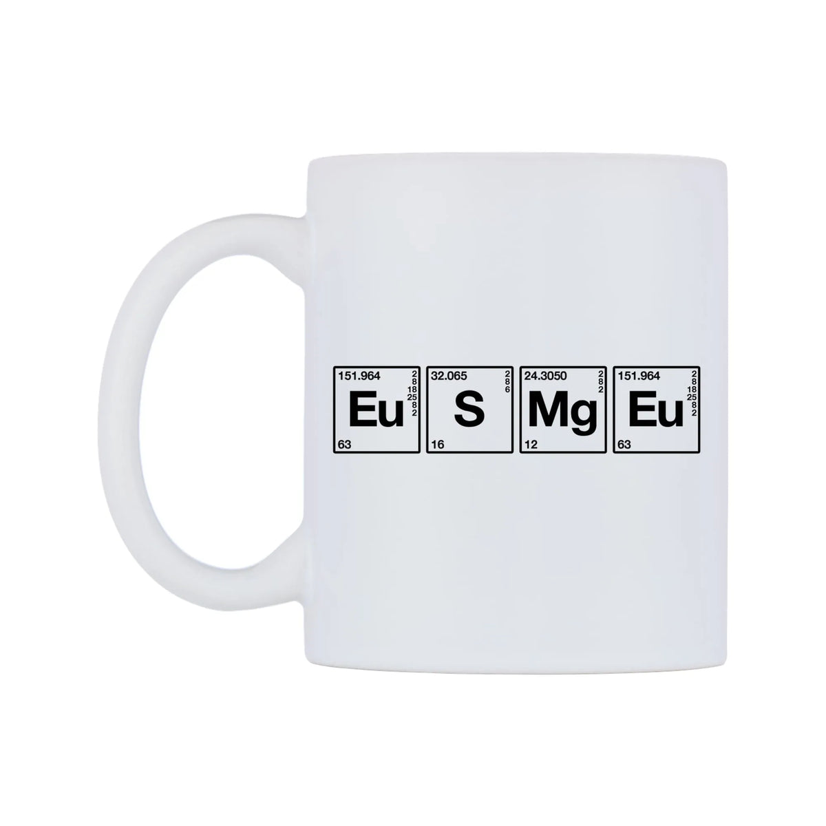Esme - Chemistry Themed Mug — mug, right side, on a white background