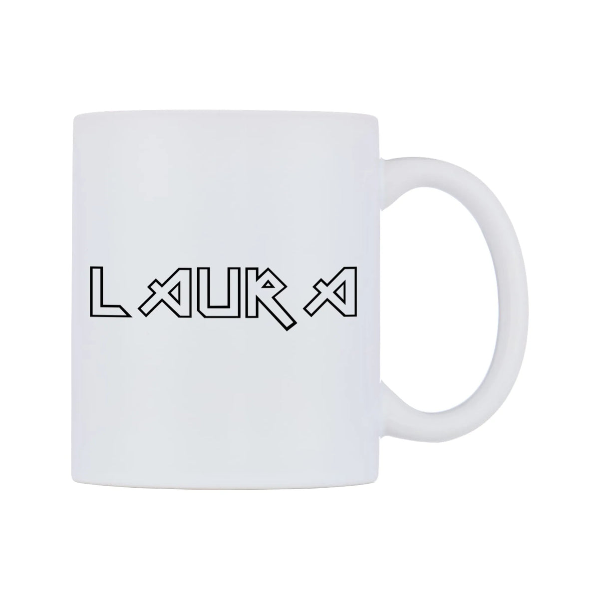 Laura - Iron Maiden Themed Mug — white 11oz gloss mug, left side, on a white background