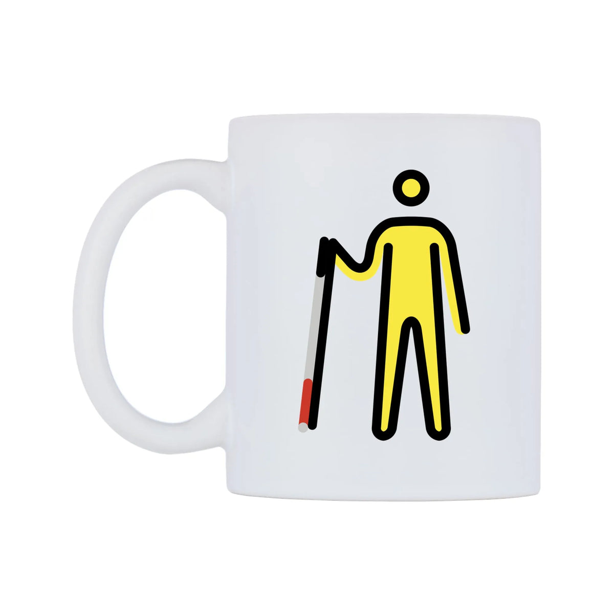 Male With Probing Cane Emoji Mug — mug, right side, on a white background