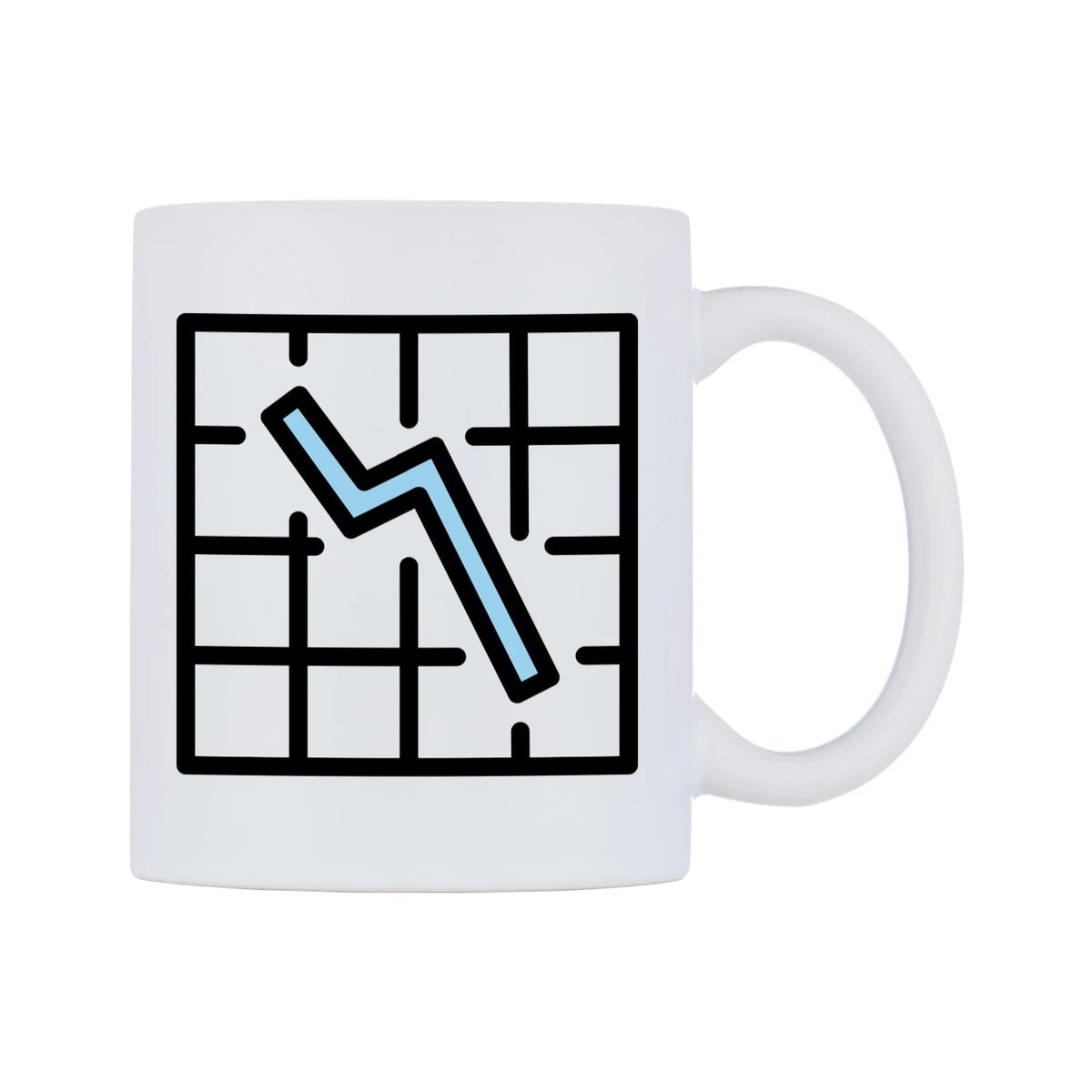 Chart Decreasing Emoji Mug — mug, left side, on a white background