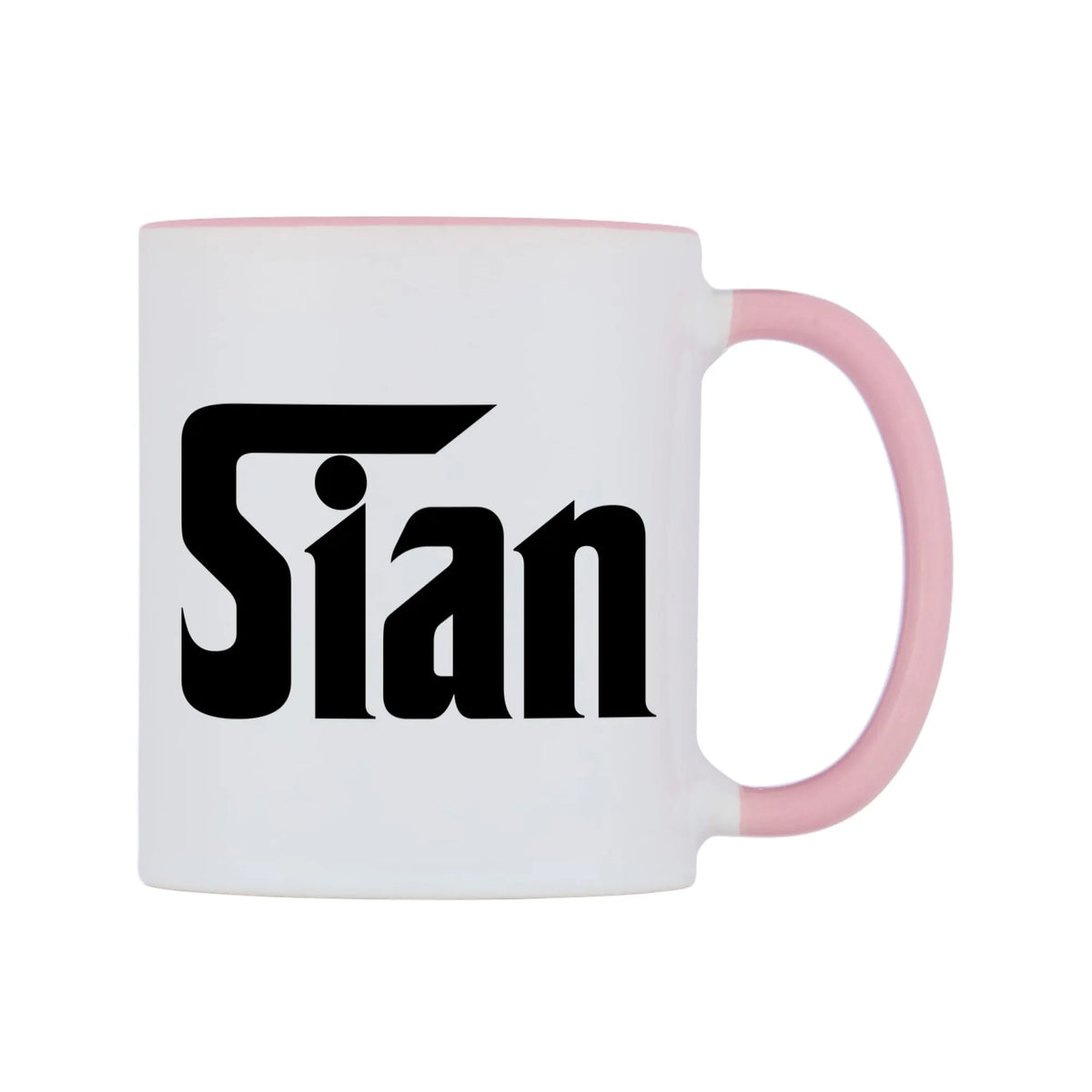 Sian - Godfather Themed Mug — white 11oz gloss mug with a pink inside and handle, left side, on a white background