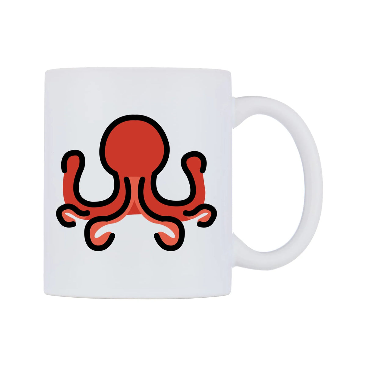 Octopus Emoji Mug — mug, left side, on a white background