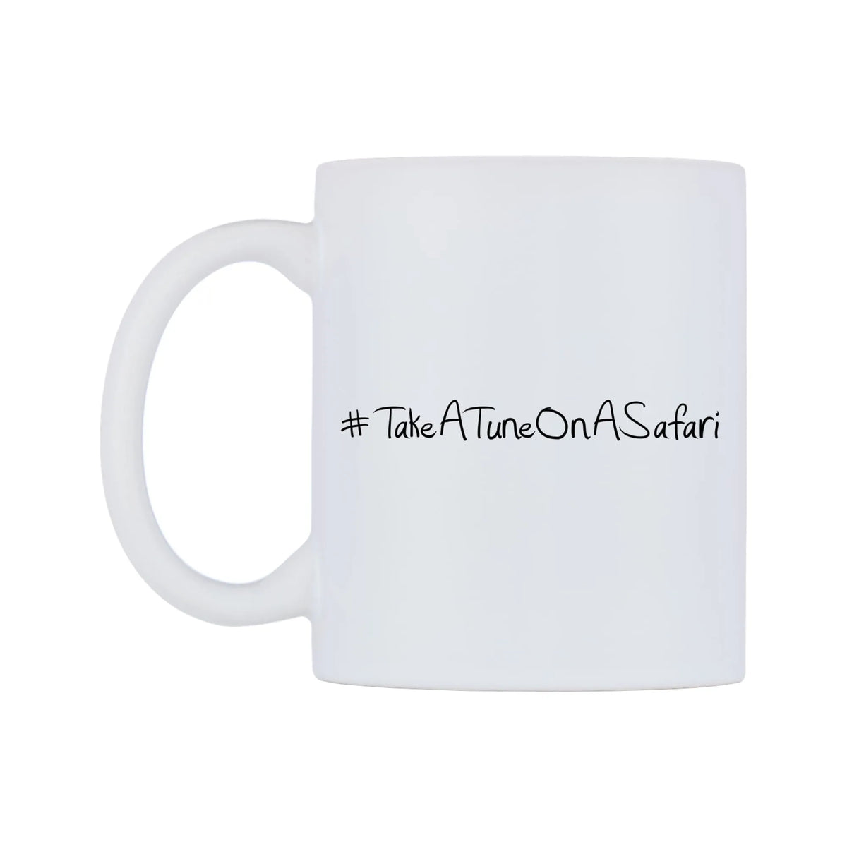 TakeATuneOnASafari Mug — mug, right side, on a white background