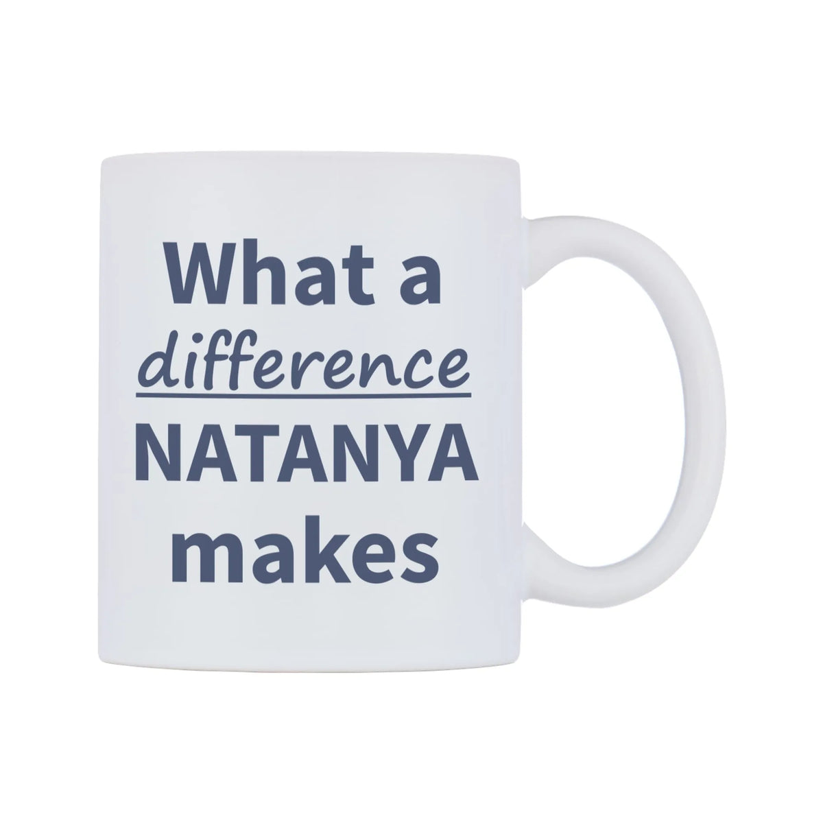 What a difference NATANYA makes Mug — mug, left side, on a white background