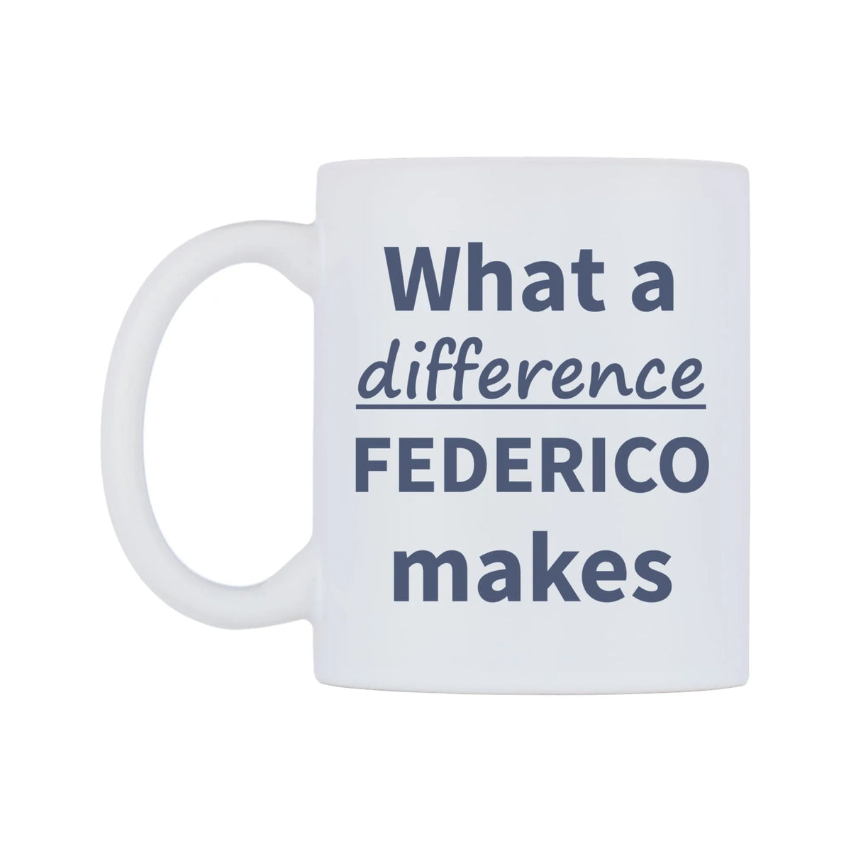What a difference FEDERICO makes Mug — mug, right side, on a white background