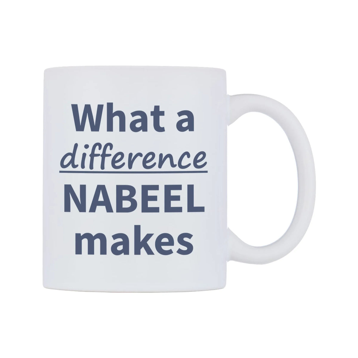 What a difference NABEEL makes Mug — mug, left side, on a white background