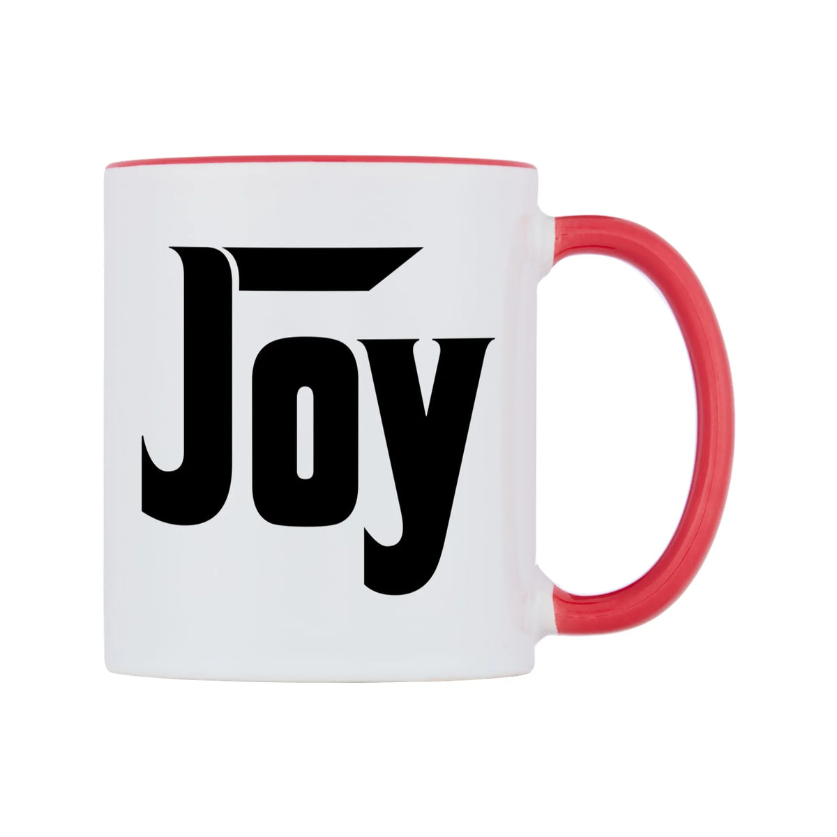 Joy - Godfather Themed Mug — white 11oz gloss mug with a red inside and handle, left side, on a white background