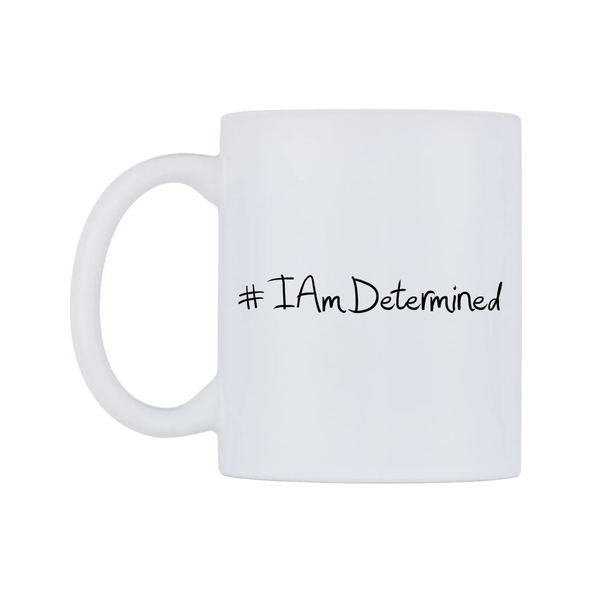 IAmDetermined Mug — mug, right side, on a white background