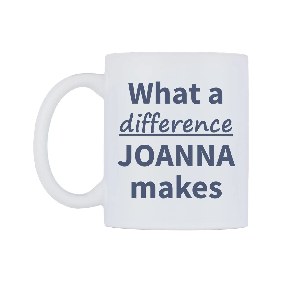What a difference JOANNA makes Mug — mug, right side, on a white background