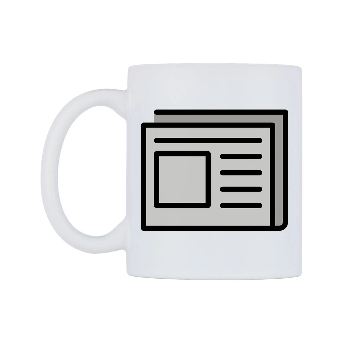 Newspaper Emoji Mug — mug, right side, on a white background