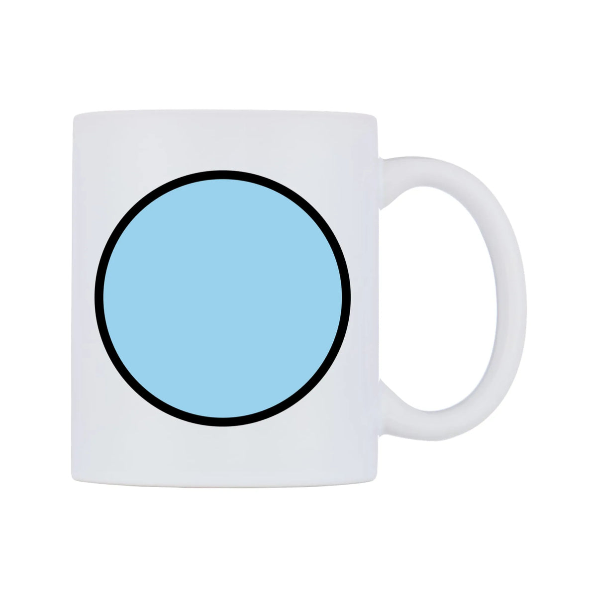 Blue Circle Emoji Mug — mug, left side, on a white background