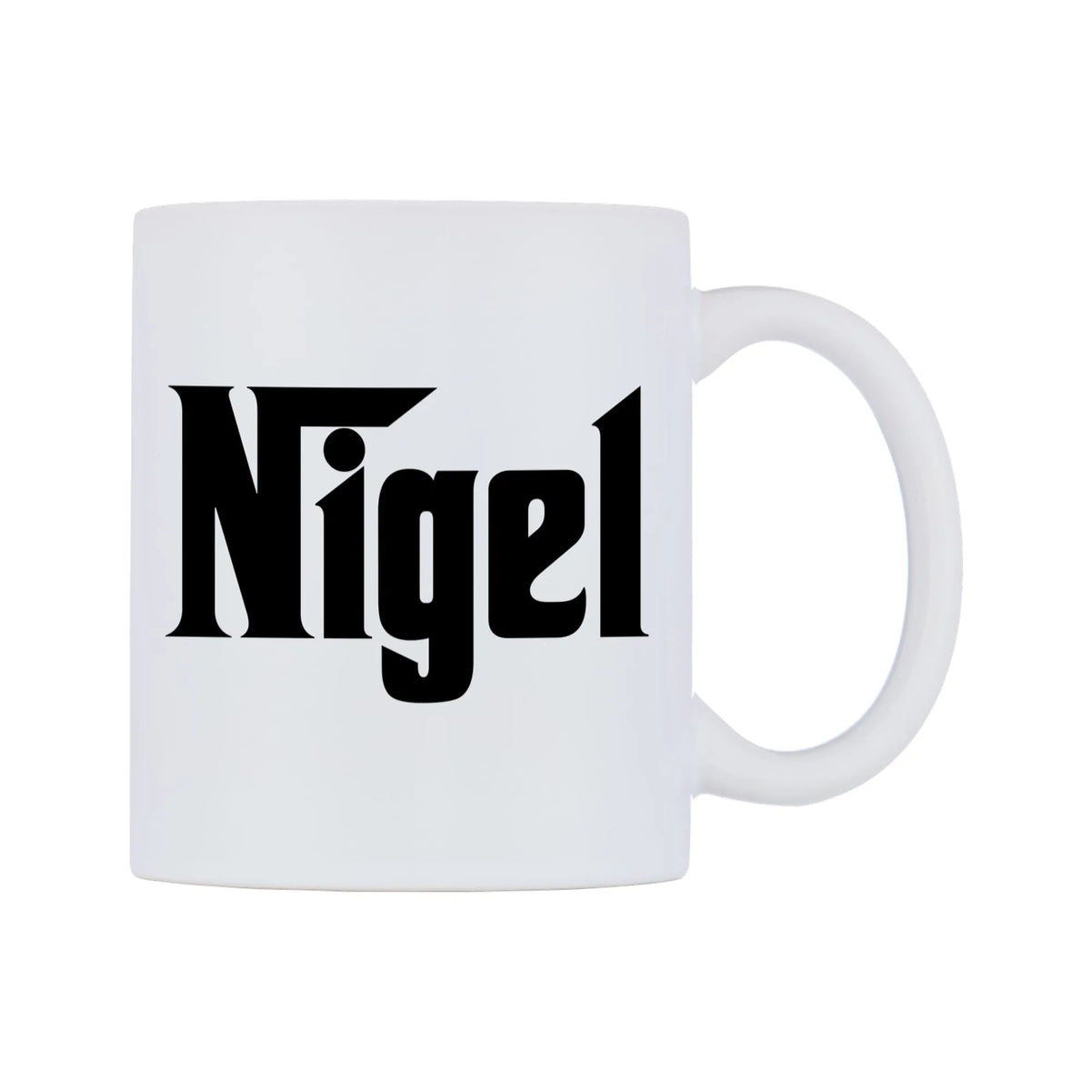 Nigel - Godfather Themed Mug — white 11oz gloss mug, left side, on a white background