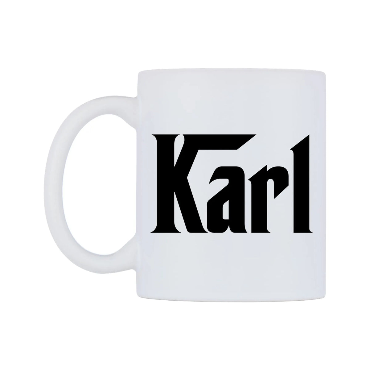 Karl - Godfather Themed Mug — white 11oz gloss mug, right side, on a white background